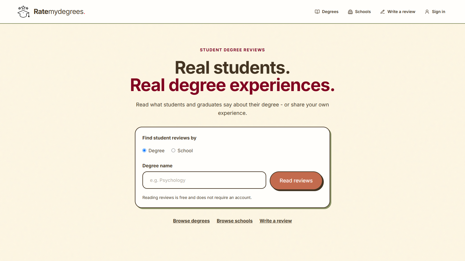 RateMyDegrees - Slide 1